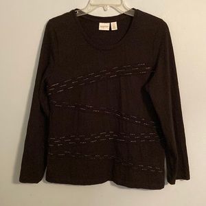 Zenergy by Chico’s w/ seed beads - long sleeve black top size 8/10